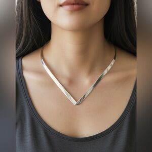 Minimalist Sterling Silver V-Front Choker